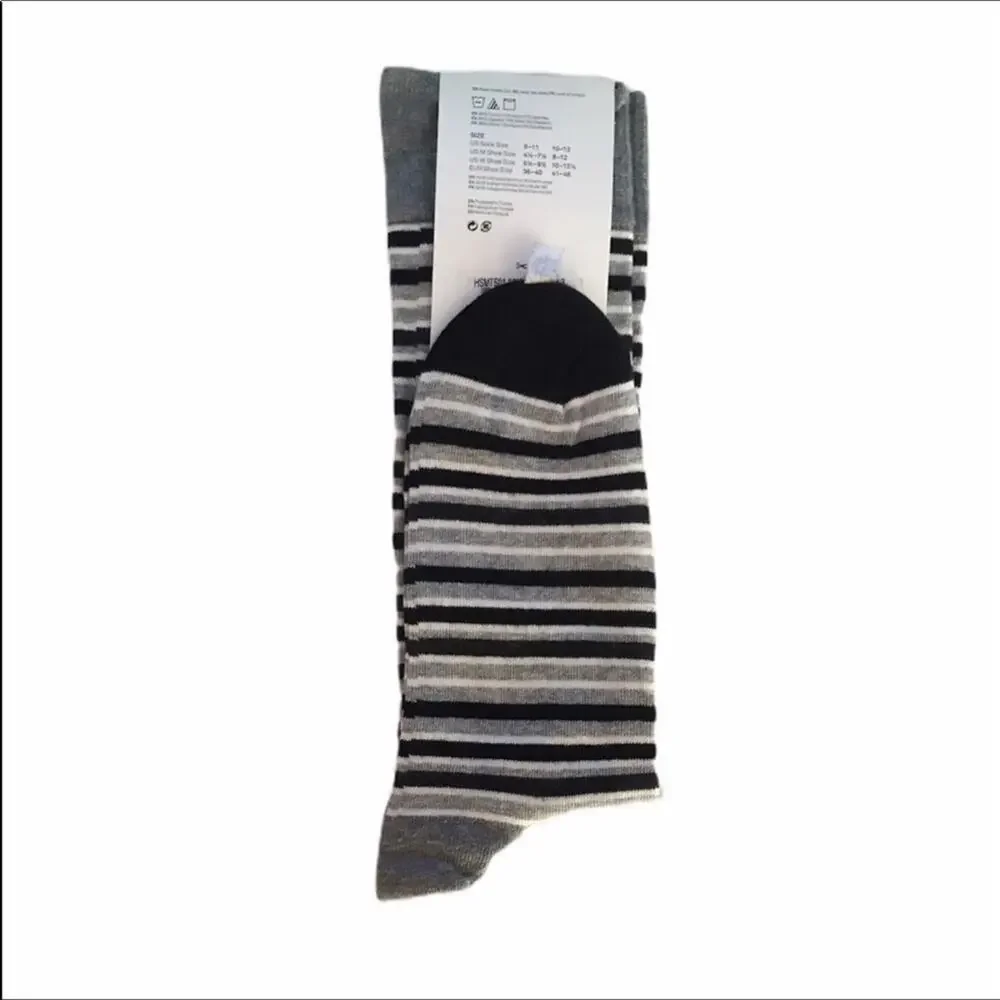 Happy Socks Gray Black White Stripe Shoe Size 8-12